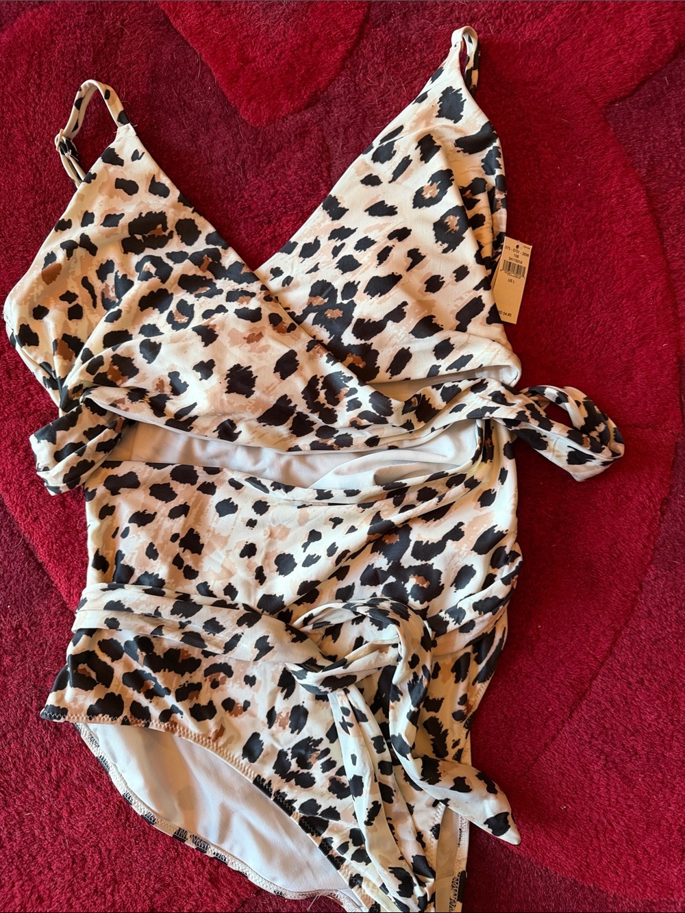 aerie Black & Cream Animal Print Wrap Bodysuit